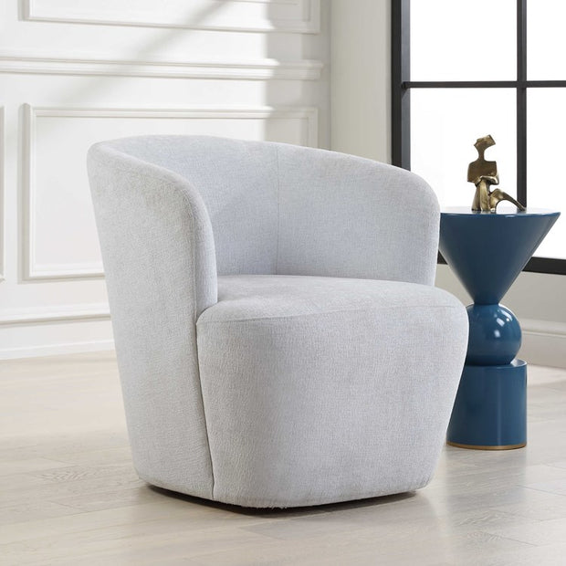 Uttermost Mist Cloud Blue Barrel Swivel Chair