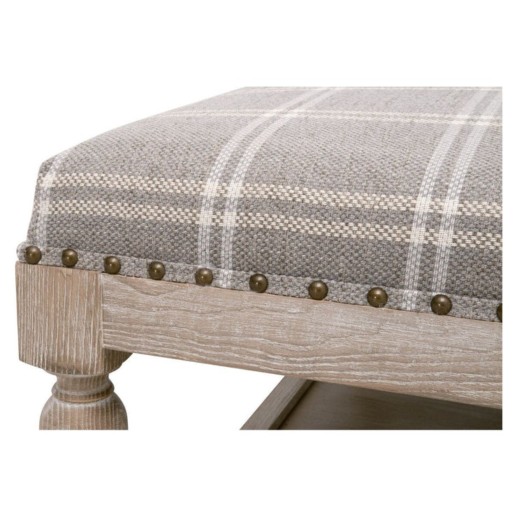 Essentials For Living Townsend Upholstered Coffee Table ~ LiveSmart Walden-Stone, Natural Gray Ash, Gold Nails