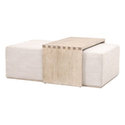 Essentials For Living Wexford Upholstered Coffee Table ~ Bleached Oak, Performance Bisque Linen