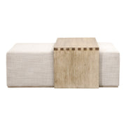 Essentials For Living Wexford Upholstered Coffee Table ~ Bleached Oak, Performance Bisque Linen