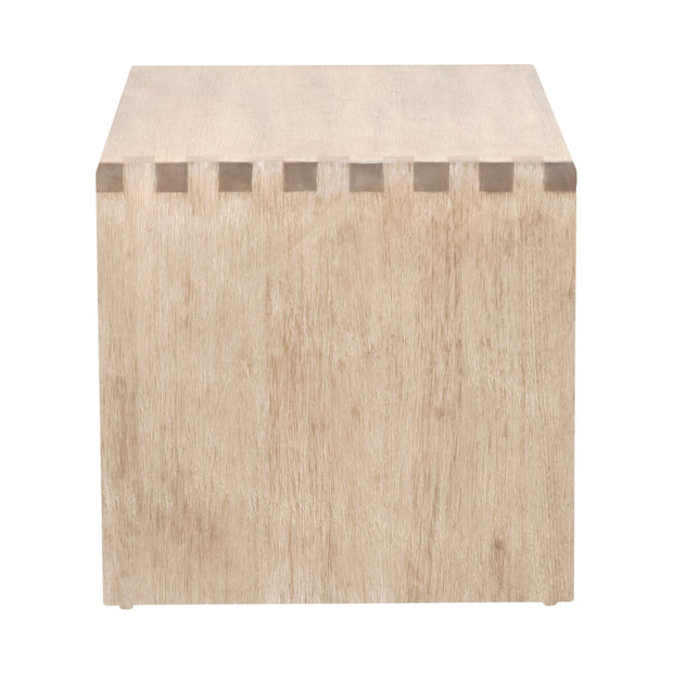 Essentials For Living Wexford Upholstered Coffee Table ~ Bleached Oak, Performance Bisque Linen