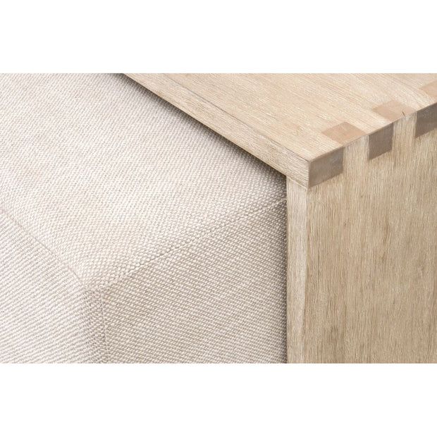 Essentials For Living Wexford Upholstered Coffee Table ~ Bleached Oak, Performance Bisque Linen