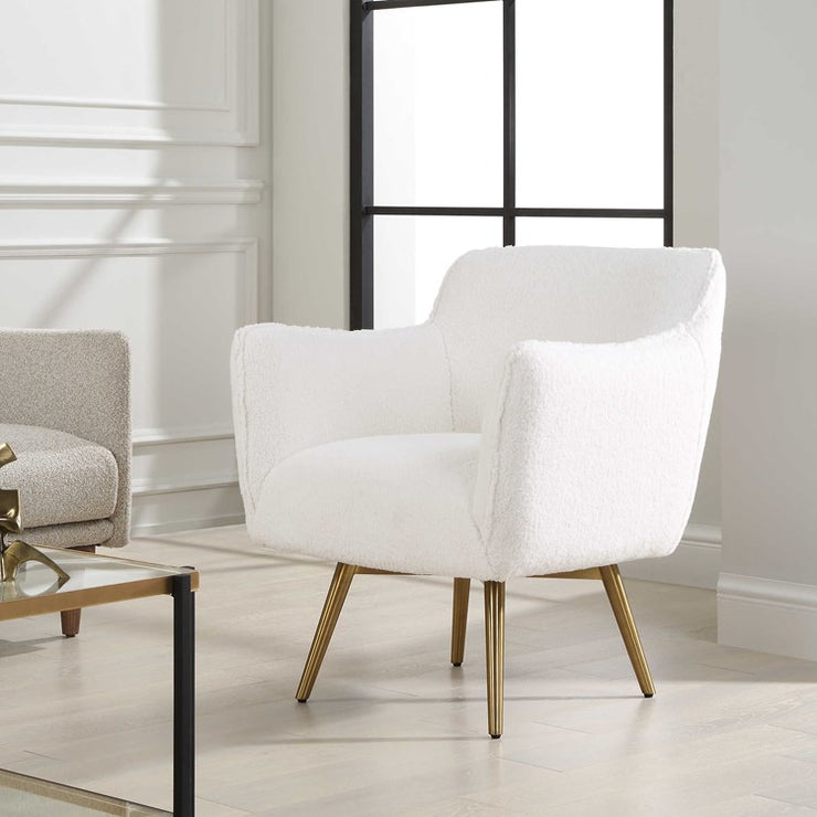 Uttermost Oasis Plush White Faux Sheepskin Swivel Chair