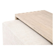 Essentials For Living Wexford Upholstered Coffee Table ~ Bleached Oak, Performance Bisque Linen
