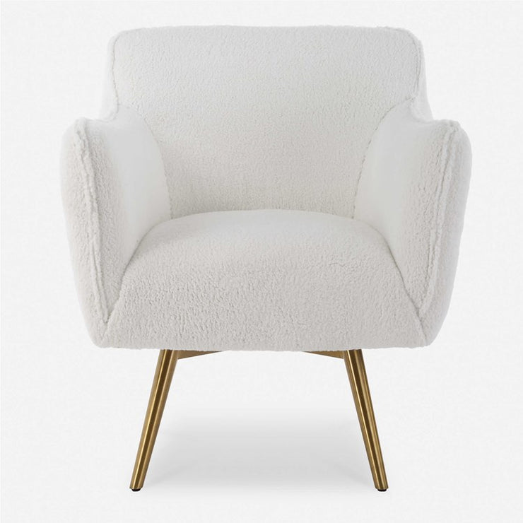 Uttermost Oasis Plush White Faux Sheepskin Swivel Chair