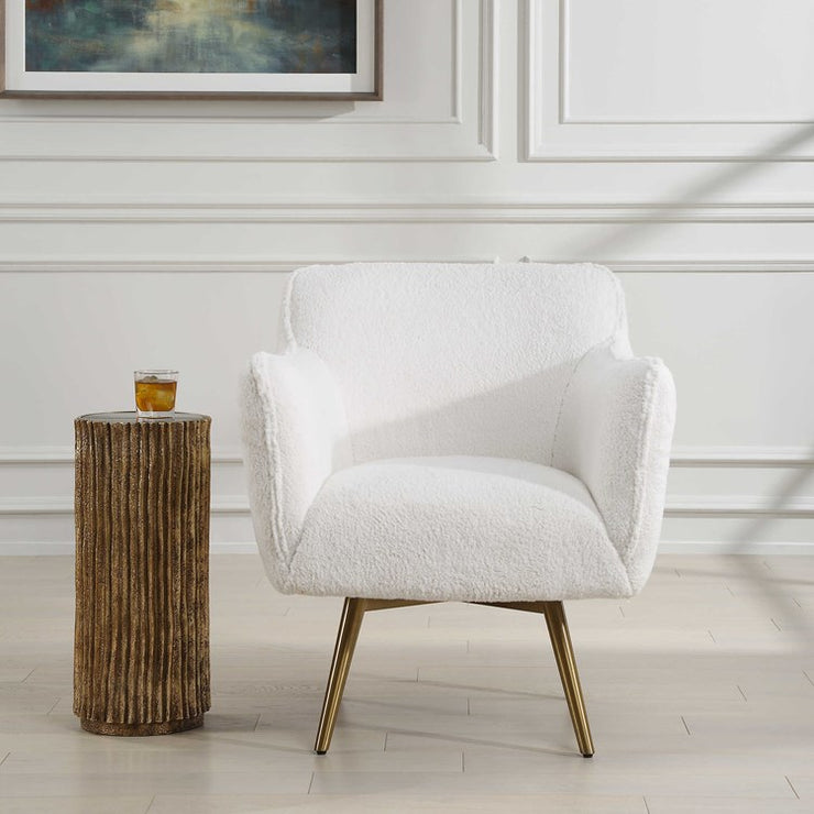 Uttermost Oasis Plush White Faux Sheepskin Swivel Chair