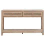 Essentials For Living Cane 2-Drawer Console Table ~ Smoke Gray Oak, Smoke Gray Cane
