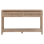 Essentials For Living Cane 2-Drawer Console Table ~ Smoke Gray Oak, Smoke Gray Cane