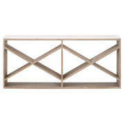 Essentials For Living Cellar Console Table ~ Smoke Gray Oak, White Quartz