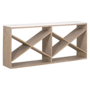 Essentials For Living Cellar Console Table ~ Smoke Gray Oak, White Quartz