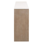 Essentials For Living Cellar Console Table ~ Smoke Gray Oak, White Quartz