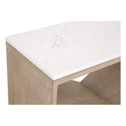 Essentials For Living Cellar Console Table ~ Smoke Gray Oak, White Quartz