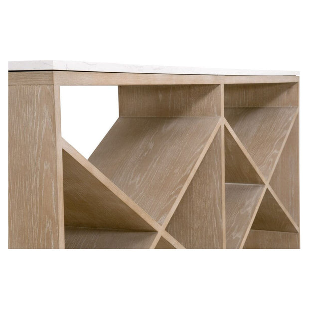 Essentials For Living Cellar Console Table ~ Smoke Gray Oak, White Quartz