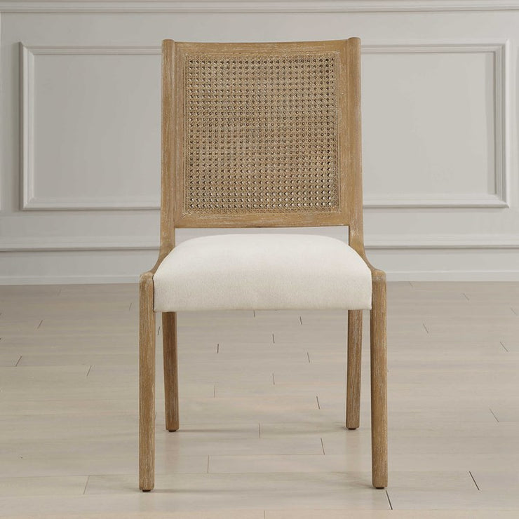 Uttermost Interweave Rattan Cane and Light Oak Ceruse Set of 2 Dining Chairs