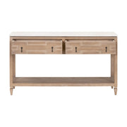 Essentials For Living Emerie 2-Drawer Console Table ~ Smoke Gray Pine, White Quartz