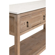 Essentials For Living Emerie 2-Drawer Console Table ~ Smoke Gray Pine, White Quartz