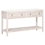 Essentials For Living Emerie 2-Drawer Console Table ~ White Wash Pine, White Quartz