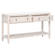 Essentials For Living Emerie 2-Drawer Console Table ~ White Wash Pine, White Quartz