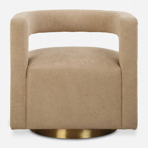 Uttermost Grounded Toast Boucle Fabric Modern Swivel Chair