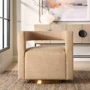Uttermost Grounded Toast Boucle Fabric Modern Swivel Chair