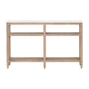 Essentials For Living Emerie Narrow Console Table ~ Smoke Gray Pine, White Quartz