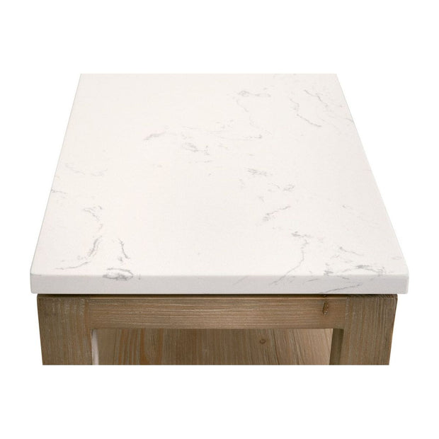 Essentials For Living Emerie Narrow Console Table ~ Smoke Gray Pine, White Quartz