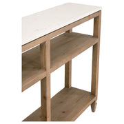 Essentials For Living Emerie Narrow Console Table ~ Smoke Gray Pine, White Quartz