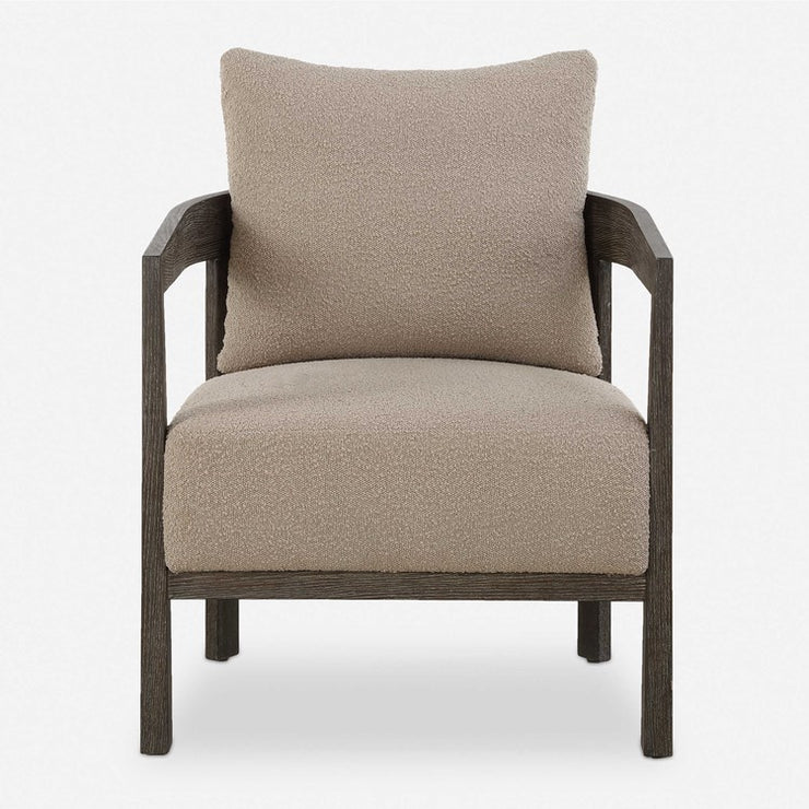 Uttermost Sienna Sand Boucle Fabric Barrel Back Accent Chair