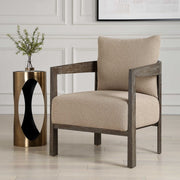 Uttermost Sienna Sand Boucle Fabric Barrel Back Accent Chair