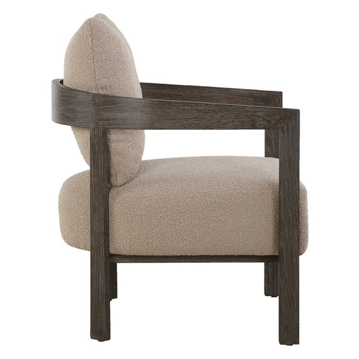 Uttermost Sienna Sand Boucle Fabric Barrel Back Accent Chair