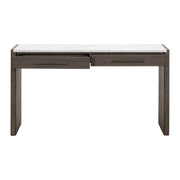 Essentials For Living Linnea 2-Drawer Console Table ~ White Carrera Marble, Burnished Brown Acacia