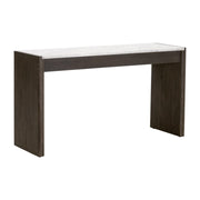 Essentials For Living Linnea 2-Drawer Console Table ~ White Carrera Marble, Burnished Brown Acacia