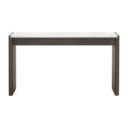 Essentials For Living Linnea 2-Drawer Console Table ~ White Carrera Marble, Burnished Brown Acacia