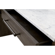 Essentials For Living Linnea 2-Drawer Console Table ~ White Carrera Marble, Burnished Brown Acacia