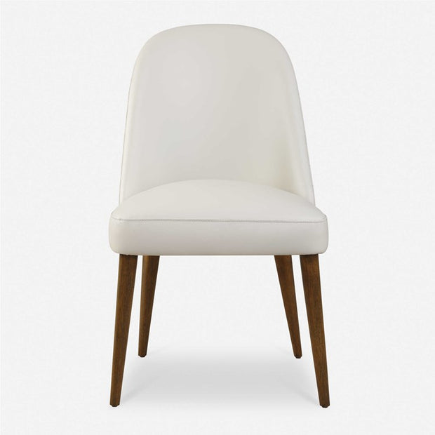 Uttermost Stiches Ecru Faux Pebbled Leather with Diamond Tufted Back Set of 2 Dining Chairs