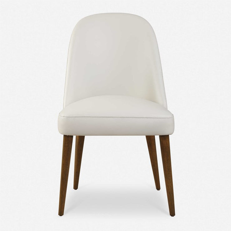 Uttermost Stiches Ecru Faux Pebbled Leather with Diamond Tufted Back Set of 2 Dining Chairs