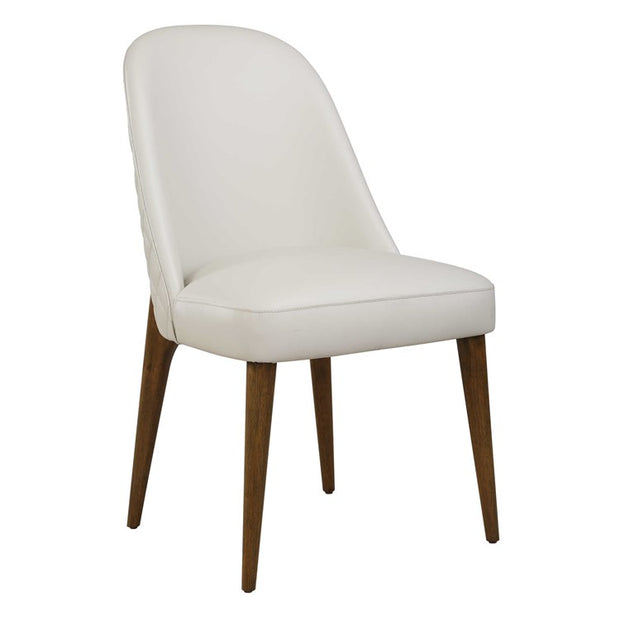 Uttermost Stiches Ecru Faux Pebbled Leather with Diamond Tufted Back Set of 2 Dining Chairs