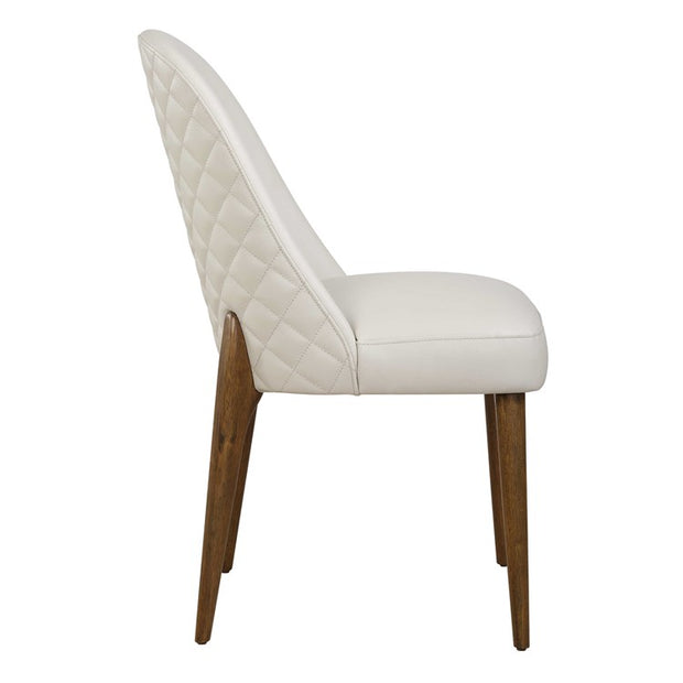 Uttermost Stiches Ecru Faux Pebbled Leather with Diamond Tufted Back Set of 2 Dining Chairs