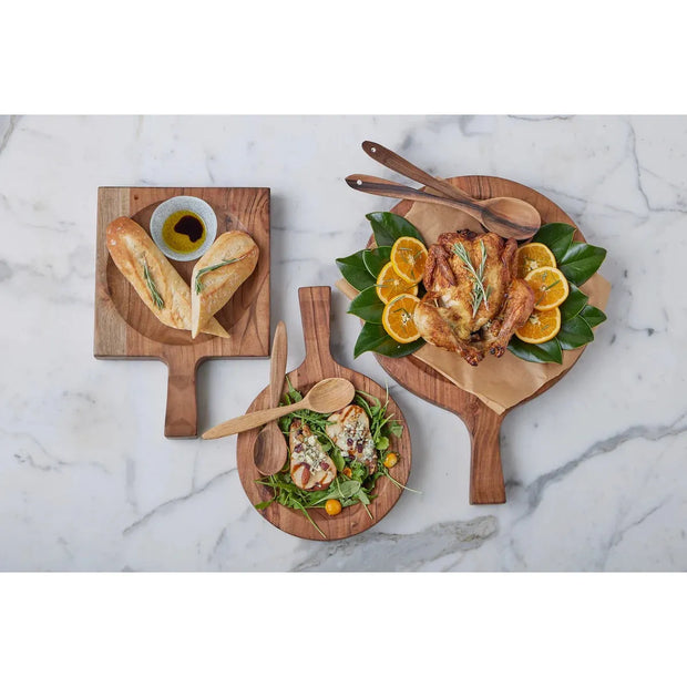 etúHOME Italien Chef Set Includes Large Cutting Board Bowl, Pizza Cutter, Mezzaluna and Serving Spoons
