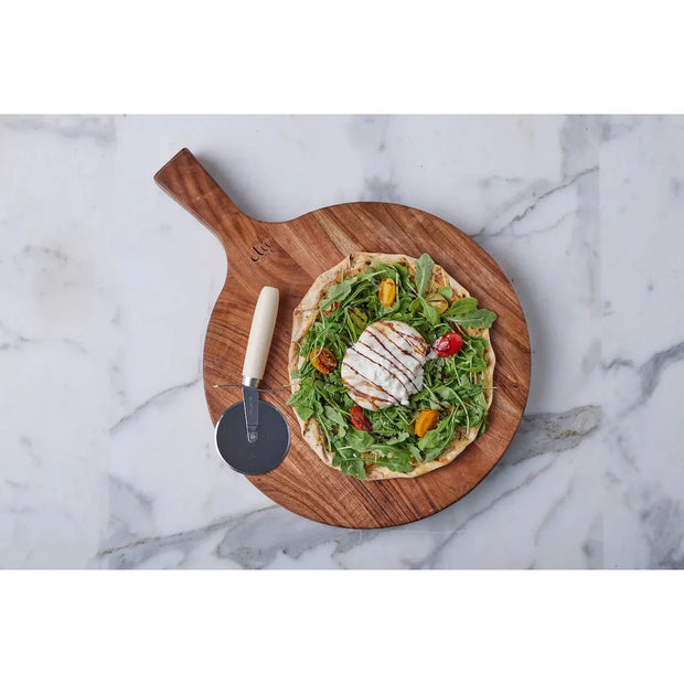 etúHOME Italien Chef Set Includes Large Cutting Board Bowl, Pizza Cutter, Mezzaluna and Serving Spoons