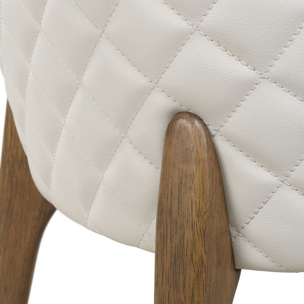 Uttermost Stiches Ecru Faux Pebbled Leather with Diamond Tufted Back Set of 2 Dining Chairs