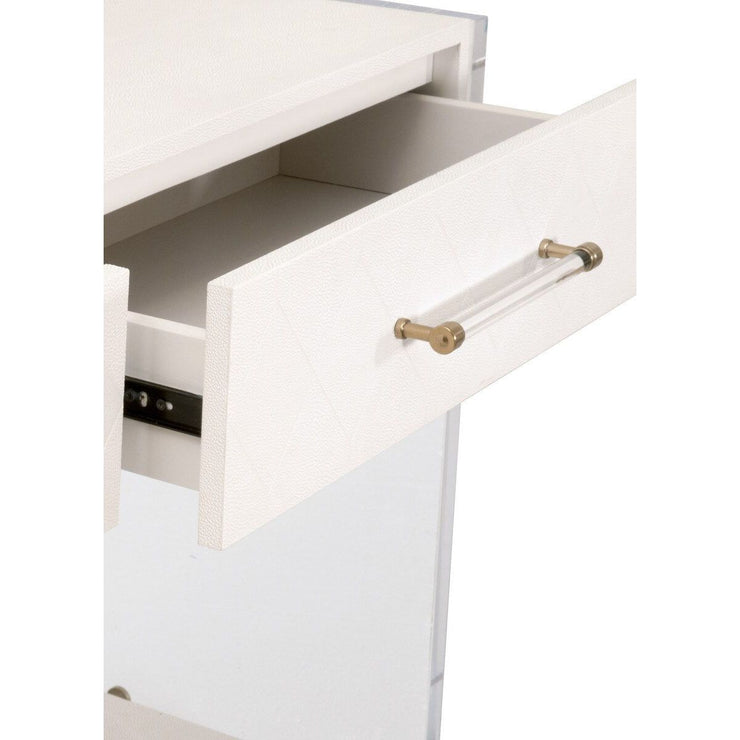 Essentials For Living Sonia Shagreen Console Table ~ Pearl Shagreen, Lucite, Brushed Brass