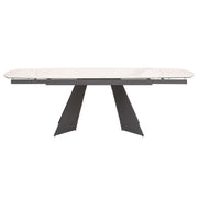 Essentials For Living Torque Extension Dining Table ~ Matte Dark Gray Metal With White Ceramic Top