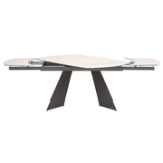 Essentials For Living Torque Extension Dining Table ~ Matte Dark Gray Metal With White Ceramic Top