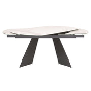 Essentials For Living Torque Extension Dining Table ~ Matte Dark Gray Metal With White Ceramic Top