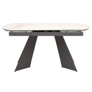 Essentials For Living Torque Extension Dining Table ~ Matte Dark Gray Metal With White Ceramic Top