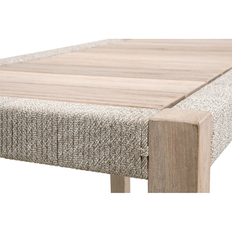 Essentials For Living Wrap Outdoor Console Table ~ Taupe & White Flat Rope, Gray Teak