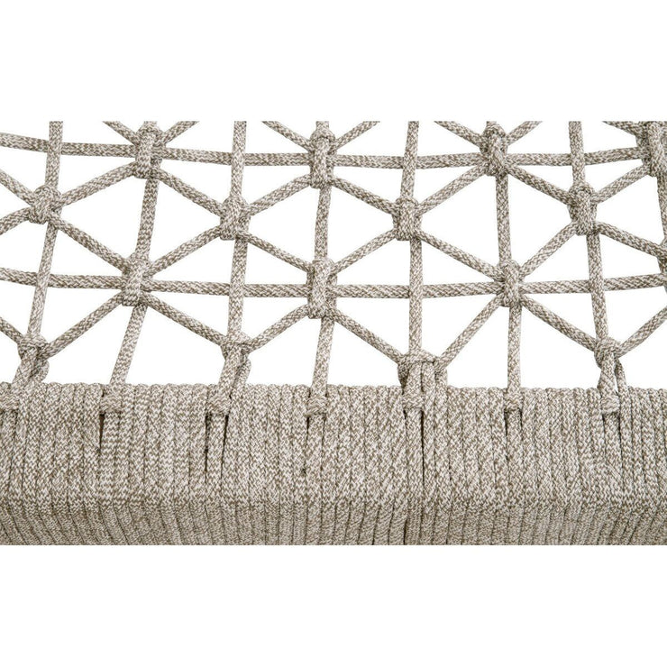 Essentials For Living Wrap Outdoor Console Table ~ Taupe & White Flat Rope, Gray Teak