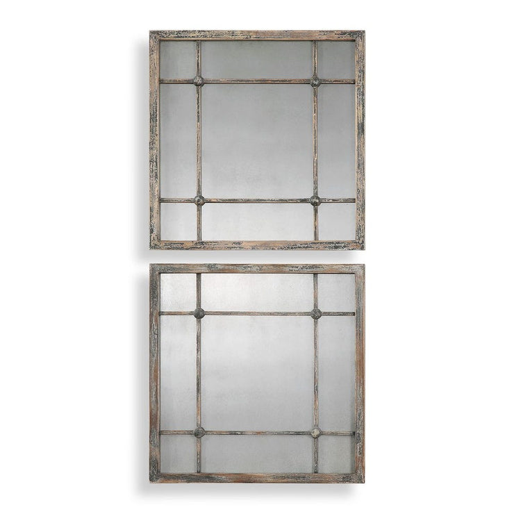 Uttermost Saragano Distressed Square Mirrors ~ Set Of 2