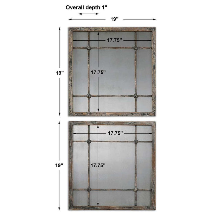 Uttermost Saragano Distressed Square Mirrors ~ Set Of 2
